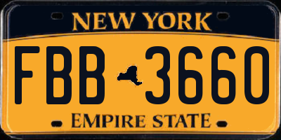 NY license plate FBB3660