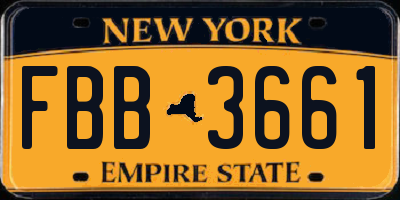 NY license plate FBB3661