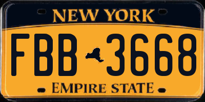NY license plate FBB3668