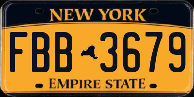 NY license plate FBB3679