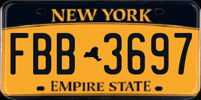 NY license plate FBB3697