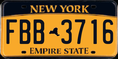 NY license plate FBB3716