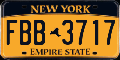 NY license plate FBB3717