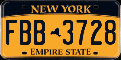 NY license plate FBB3728