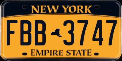 NY license plate FBB3747
