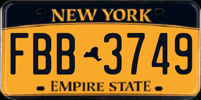 NY license plate FBB3749