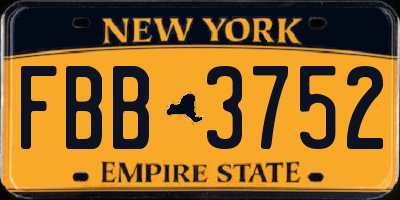 NY license plate FBB3752
