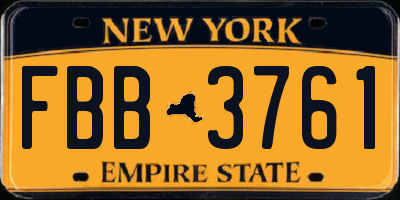 NY license plate FBB3761