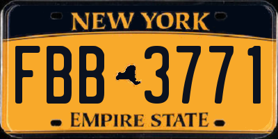 NY license plate FBB3771