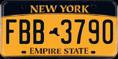 NY license plate FBB3790