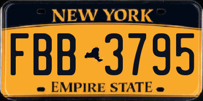 NY license plate FBB3795