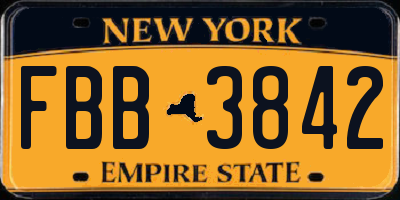 NY license plate FBB3842