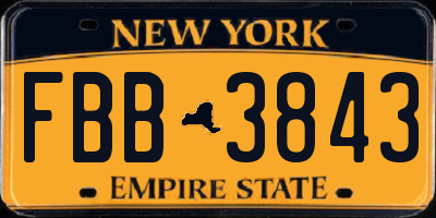 NY license plate FBB3843