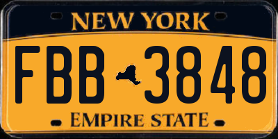 NY license plate FBB3848