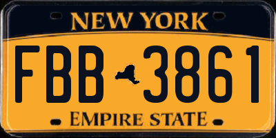 NY license plate FBB3861