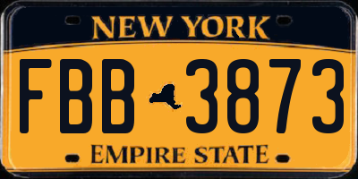 NY license plate FBB3873