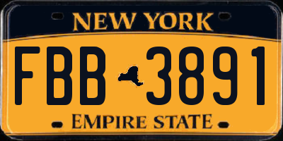 NY license plate FBB3891