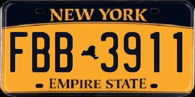 NY license plate FBB3911