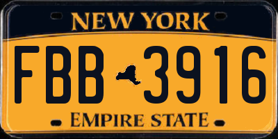 NY license plate FBB3916