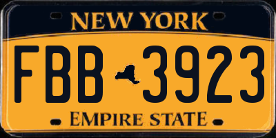 NY license plate FBB3923