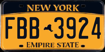 NY license plate FBB3924
