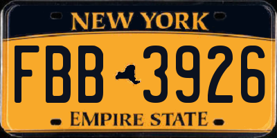 NY license plate FBB3926