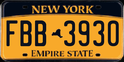 NY license plate FBB3930