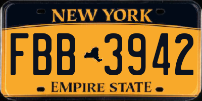 NY license plate FBB3942