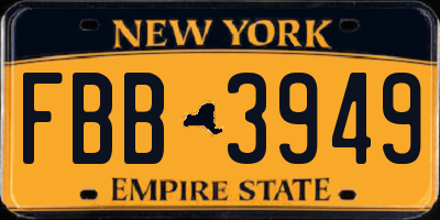 NY license plate FBB3949