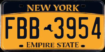 NY license plate FBB3954