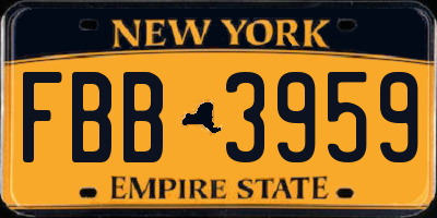 NY license plate FBB3959