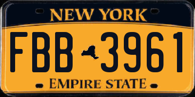 NY license plate FBB3961