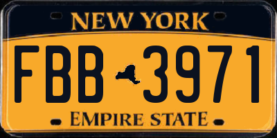 NY license plate FBB3971