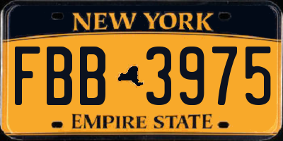 NY license plate FBB3975