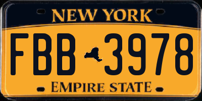 NY license plate FBB3978