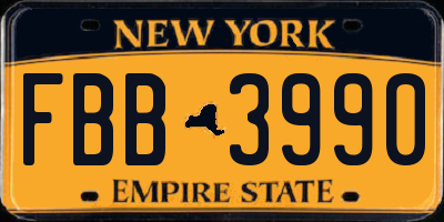NY license plate FBB3990