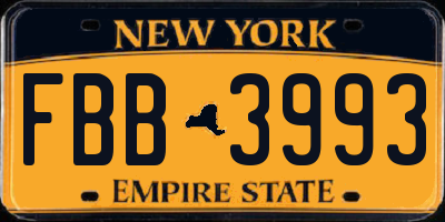NY license plate FBB3993
