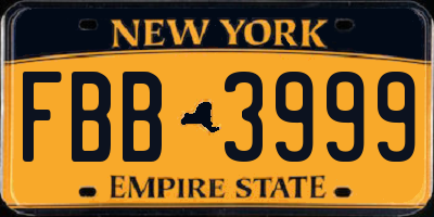 NY license plate FBB3999