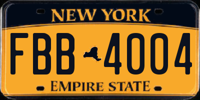 NY license plate FBB4004