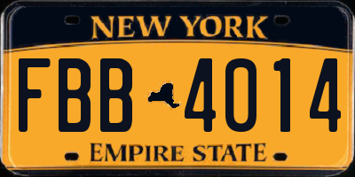 NY license plate FBB4014