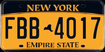 NY license plate FBB4017