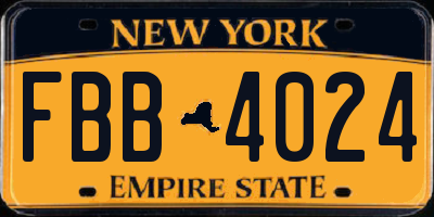 NY license plate FBB4024