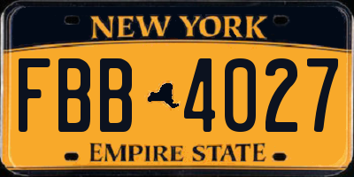 NY license plate FBB4027