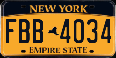 NY license plate FBB4034