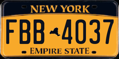 NY license plate FBB4037
