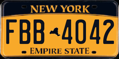 NY license plate FBB4042