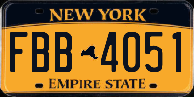 NY license plate FBB4051