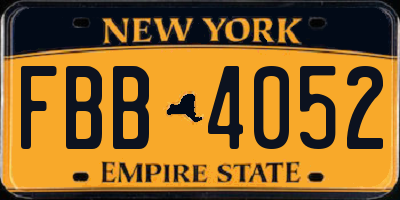 NY license plate FBB4052