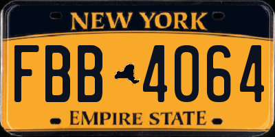 NY license plate FBB4064