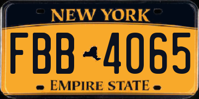 NY license plate FBB4065